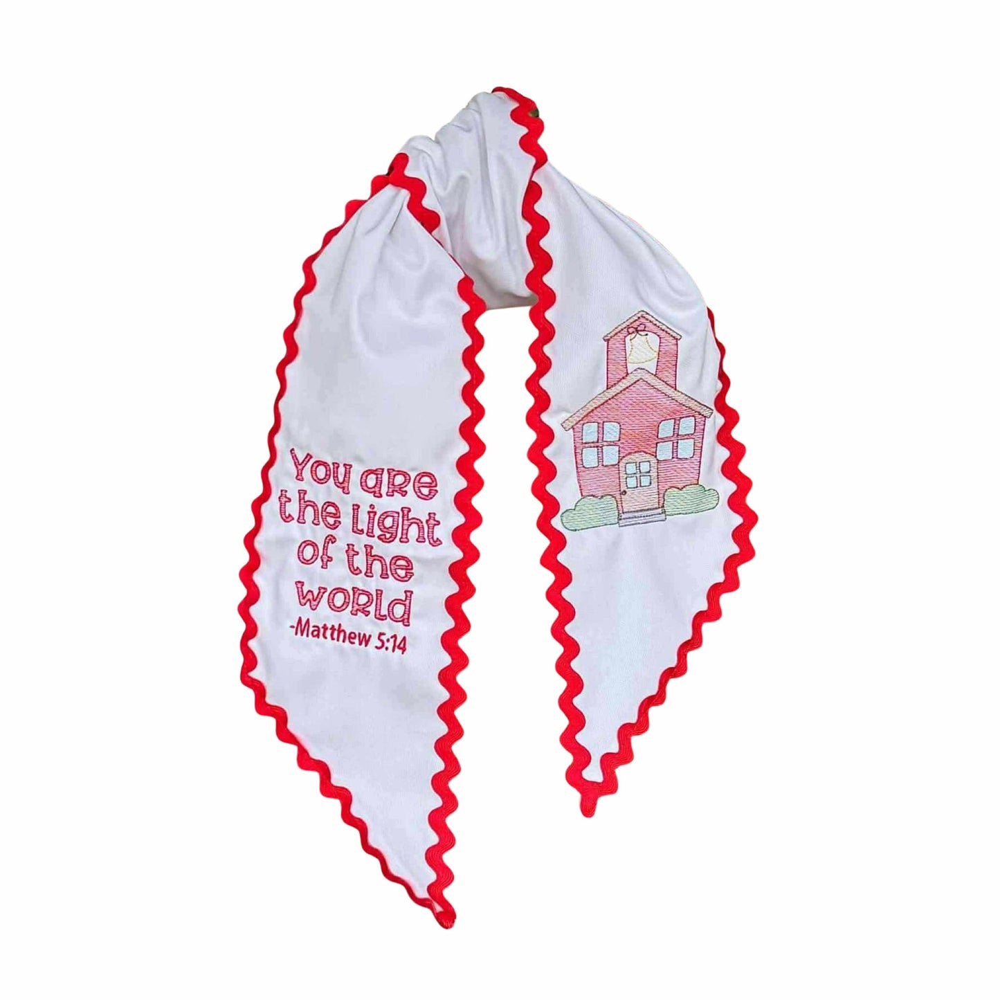 COTTON PIQUE RICK RACK TRIMMED WREATH SASH