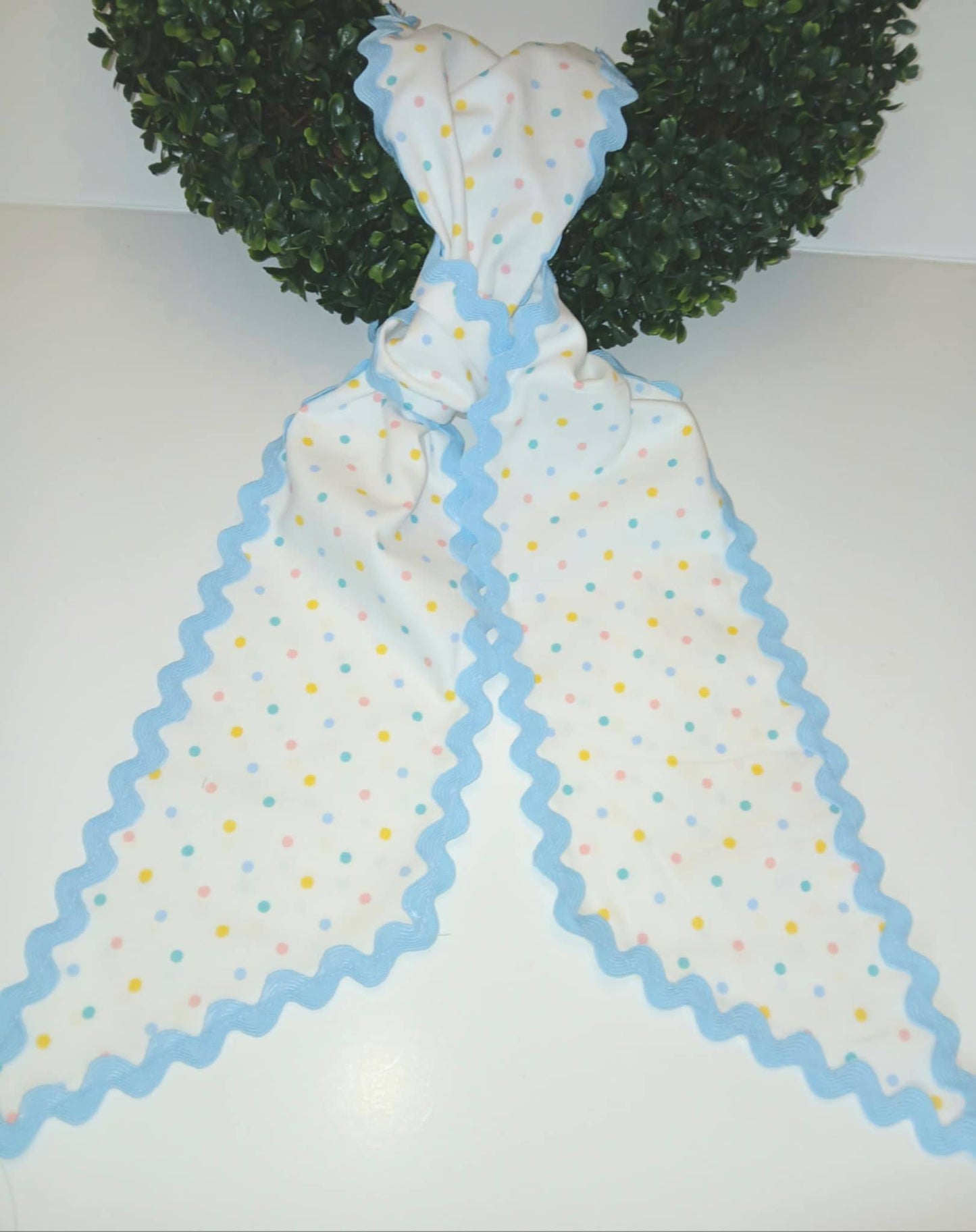 COTTON PIQUE RICK RACK TRIMMED WREATH SASH