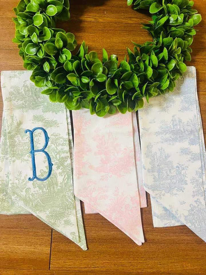 Toile Wreath Sash- Canvas Weight With or Without Trim
