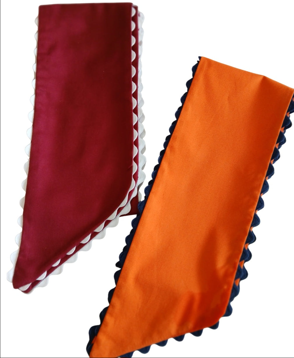 NEW! GAME DAY SOLID WREATH SASHES WITH SCALLOPED TRIM