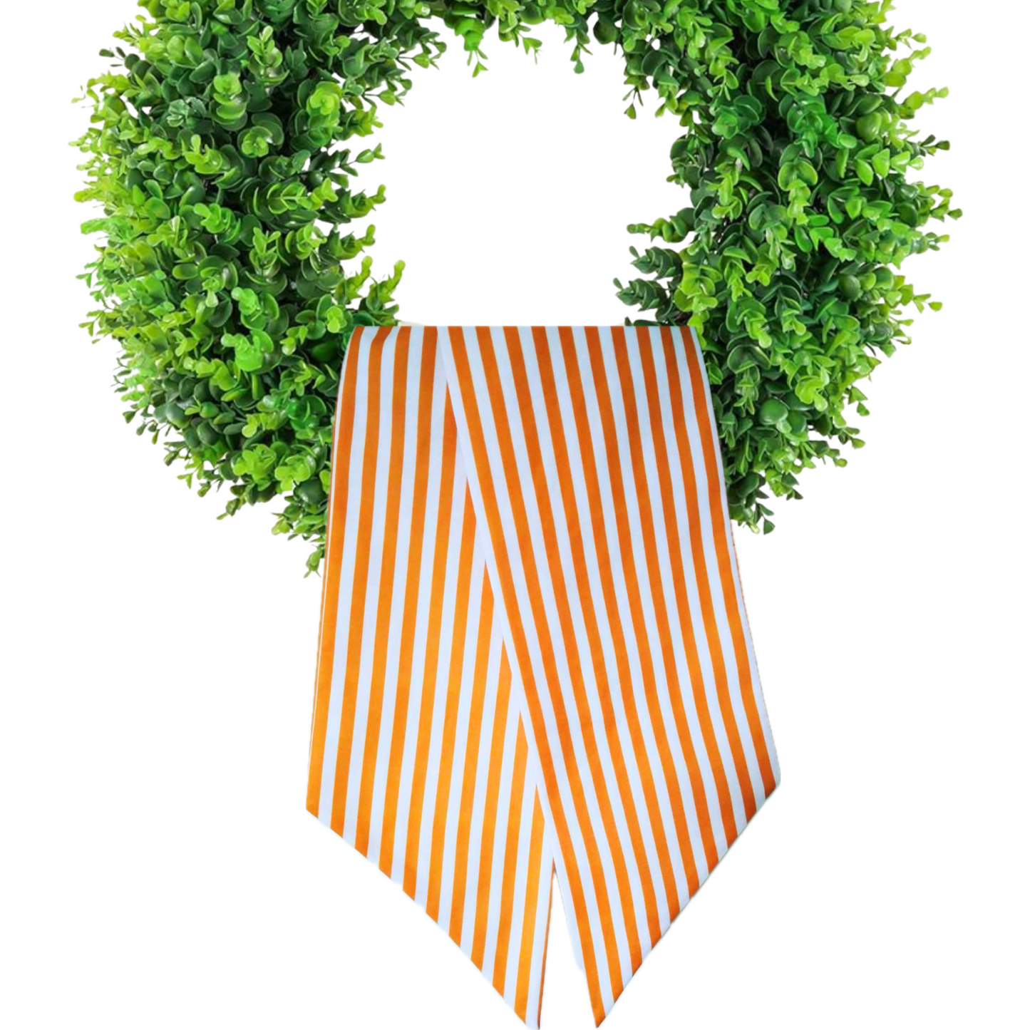 Wreath Sash - Orange And White Striped